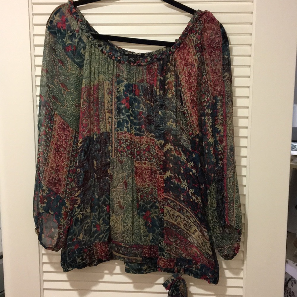 Lucky brand semi-sheer silk blouse